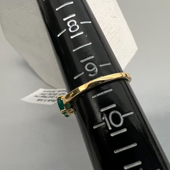 3 Stone Genuine Green Oval Onyx Ring Sterling Silver Vermeil Size 9.25 NWT - Picture 9 of 10